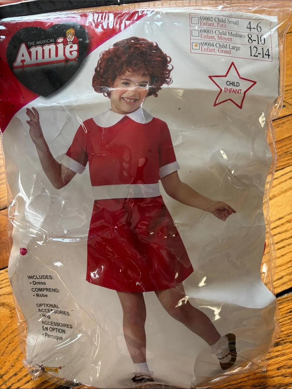 Annie Kids Red Dress Costume with White Trim